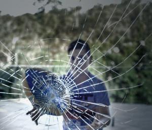 Broken glass caused by over-exuberant child