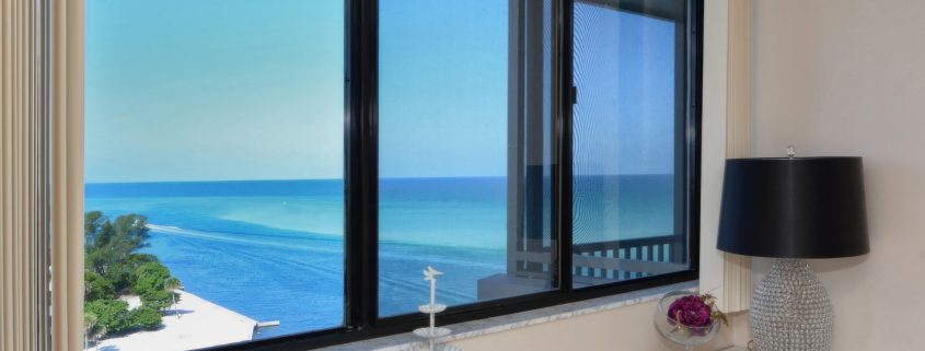 Aluminium windows offering beautiful sea views